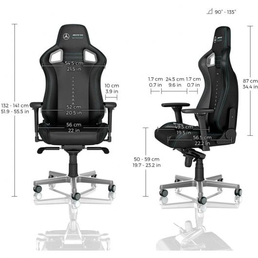Noblechairs Epic Couro Sintético PU Edição Especial Mercedes-AMG Petronas Motosport Cadeira Gaming