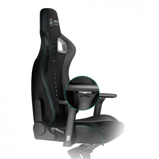 Noblechairs Epic Couro Sintético PU Edição Especial Mercedes-AMG Petronas Motosport Cadeira Gaming
