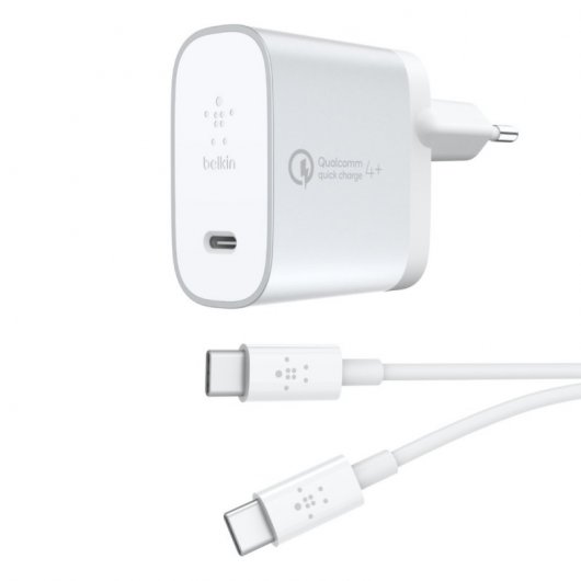 Caricabatterie da muro Belkin USB-C a ricarica rapida + cavo Quick Charge 4+