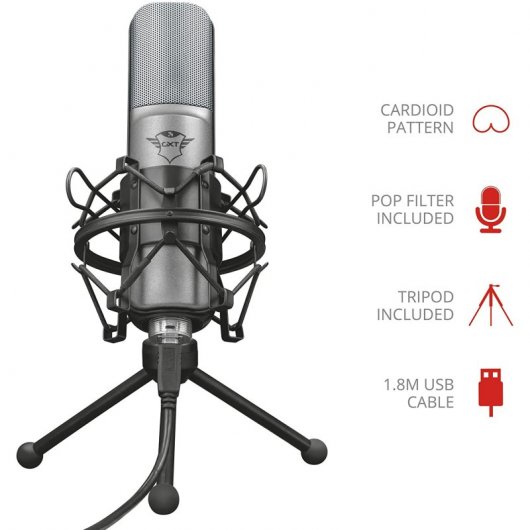 Trust GXT 242 Lance Streaming Micrófono Condensador Cardioide