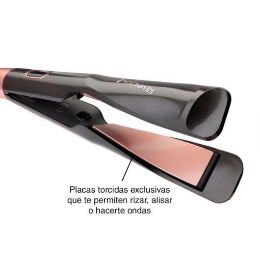 Prancha de Cabelo Cerâmica Turmalina 2 em 1 Remington S6606 230ºC 5 Definições Desligamento Automático Preto Bronze