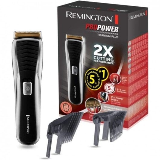 Máquina de Cortar Cabelo Remington Pro Power Titanium Plus Sem Fios 75min 17 Comprimentos