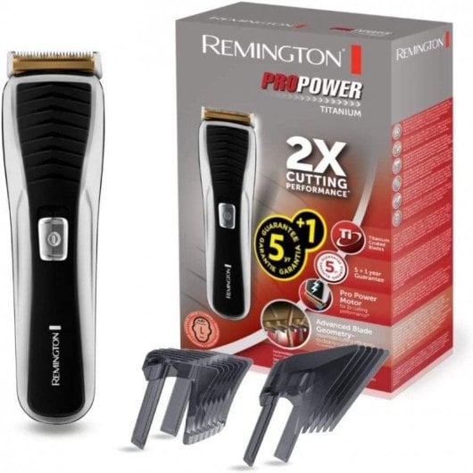 Máquina de Cortar Cabelo Remington Pro Power Titanium Sem Fio 44mm 60min 2 Pentes Lâminas Titânio