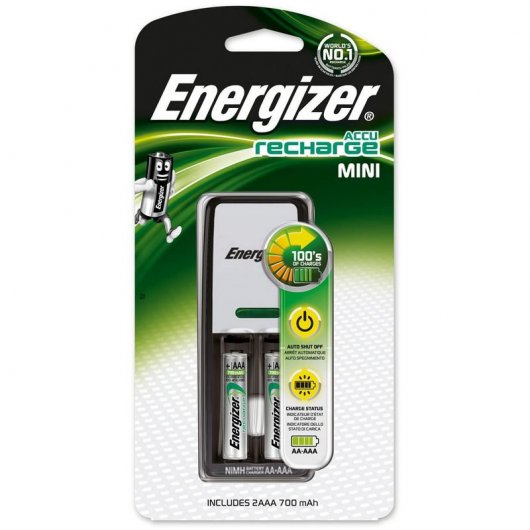 Energizer Mini Charger Cargador + 2 Pilas AAA 700mAh