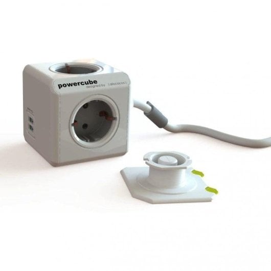 Régua de tomadas PowerCube Extended USB 4 Tomadas 2 USB-A 3m com suporte