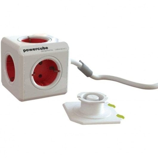 Steckdosenleiste PowerCube Extended 5 Steckplätze 3 m Befestigung Rot