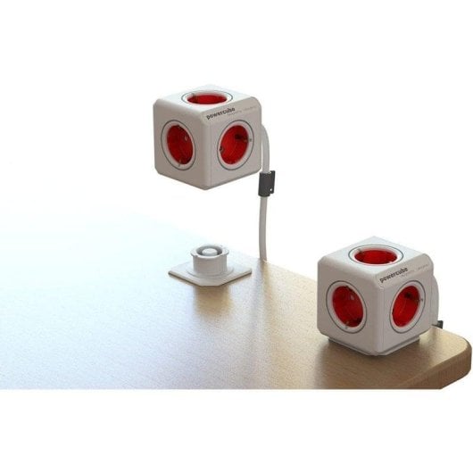 Steckdosenleiste PowerCube Extended 5 Steckplätze 3 m Befestigung Rot