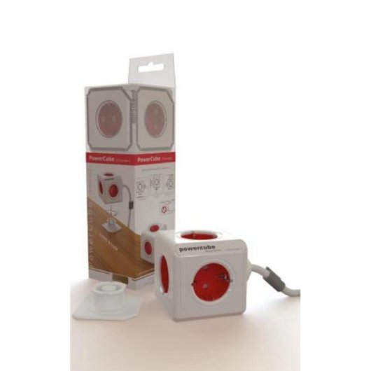 Steckdosenleiste PowerCube Extended 5 Steckplätze 3 m Befestigung Rot