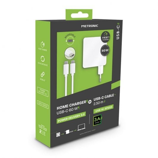 Metronic Cargador USB-C 60W Blanco