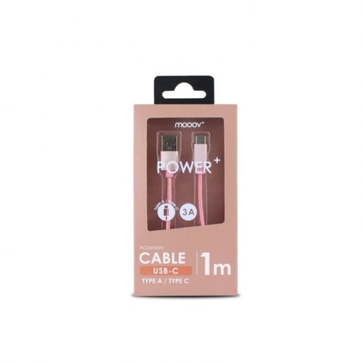 Mooov Cable Nylon USB-C 1m Rosa Dorado