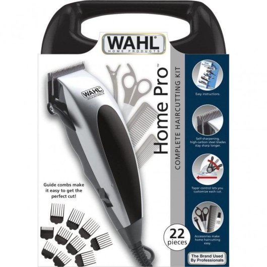 Haarschneider Wahl HomePro Kit mit Kabel 25mm 8 Längen 10 Aufsätze Selbstschärfende Klingen