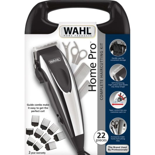 Haarschneider Wahl HomePro Kit mit Kabel 25mm 8 Längen 10 Aufsätze Selbstschärfende Klingen