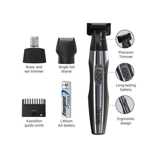 Nasen und Ohrentrimmer Wahl 5604 Travel Kit Deluxe Kabellos 0,7mm 4 Längen Aufbewahrungstasche