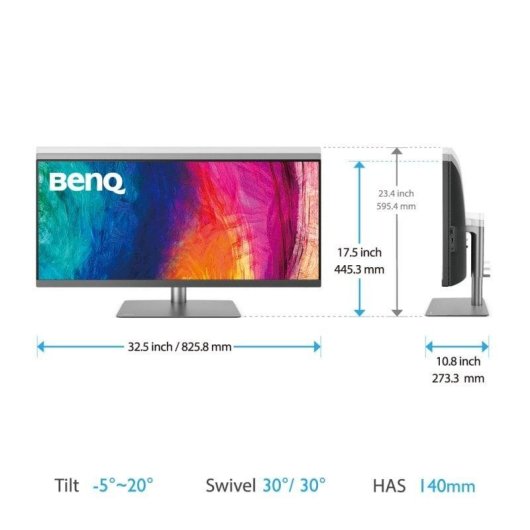 Monitor BenQ PD3420Q 34'' WQHD 60Hz IPS HDR400 Pantone Ajuste Altura USB-C