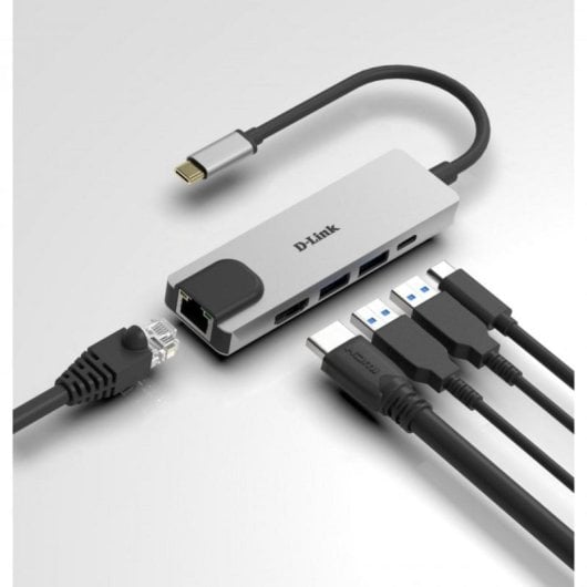 USB-C Hub D-Link DUB-M520 5-in-1 4K HDMI RJ45 2x USB 3.0 Thunderbolt 3 Aluminium