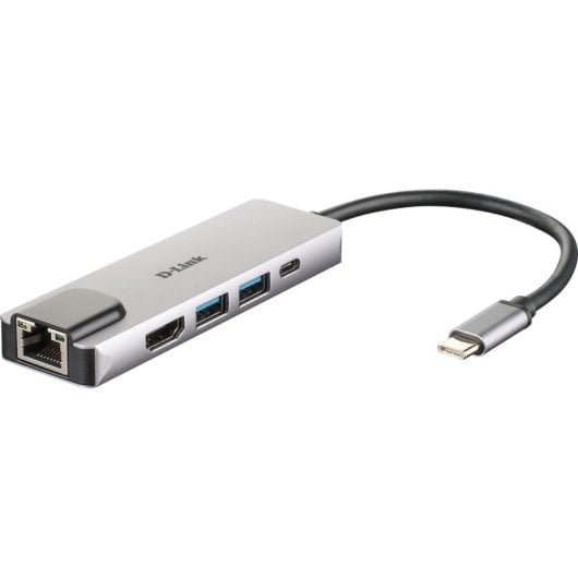 USB-C Hub D-Link DUB-M520 5-in-1 4K HDMI RJ45 2x USB 3.0 Thunderbolt 3 Aluminium