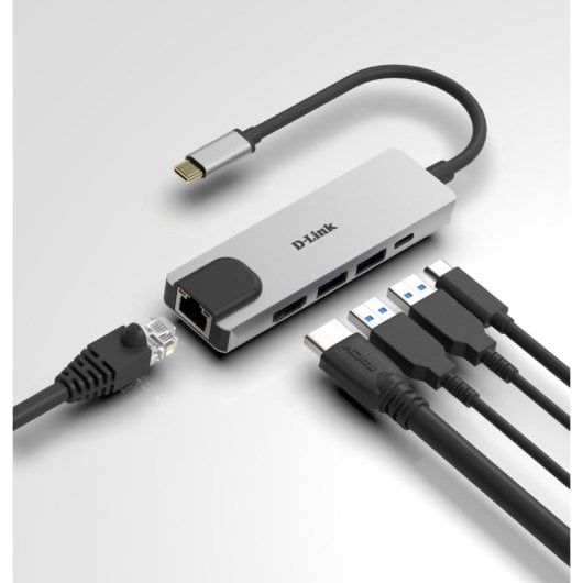 USB-C Hub D-Link DUB-M520 5-in-1 4K HDMI RJ45 2x USB 3.0 Thunderbolt 3 Aluminium