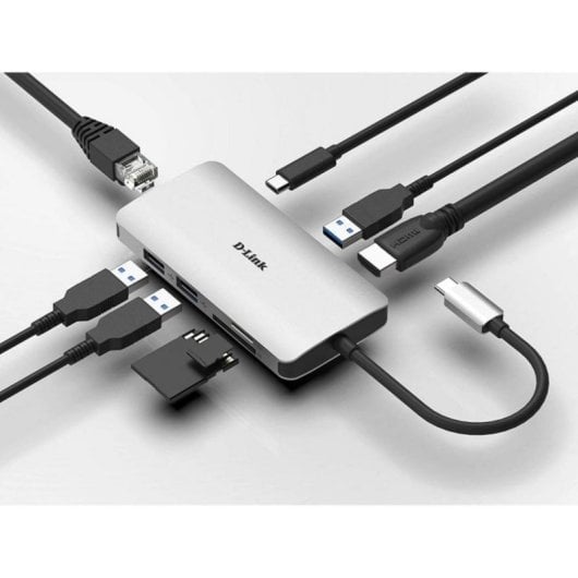 Hub D-Link DUB-M810 USB-C 8-en-1 HDMI 4K Ethernet RJ45 Aluminium