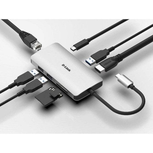 Dockingstation D-Link DUB-M810 8-in-1 Aluminium USB-C HDMI 4K RJ45 SD