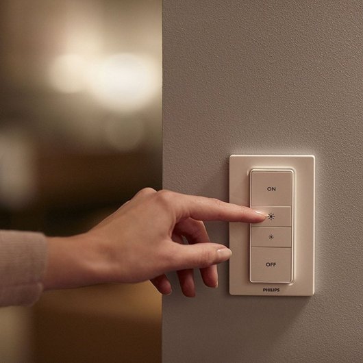 Philips Pack Hue White Bombilla LED E27 9W Blanco Cálido + Hue Interruptor Atenuador Inalámbrico