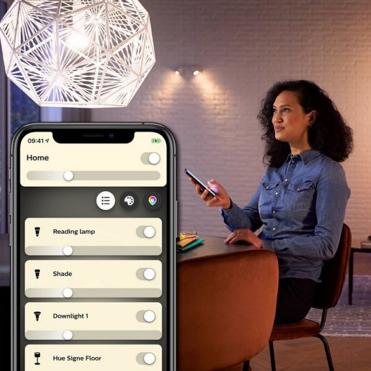 Philips Pack Hue White Bombilla LED E27 9W Blanco Cálido + Hue Interruptor Atenuador Inalámbrico