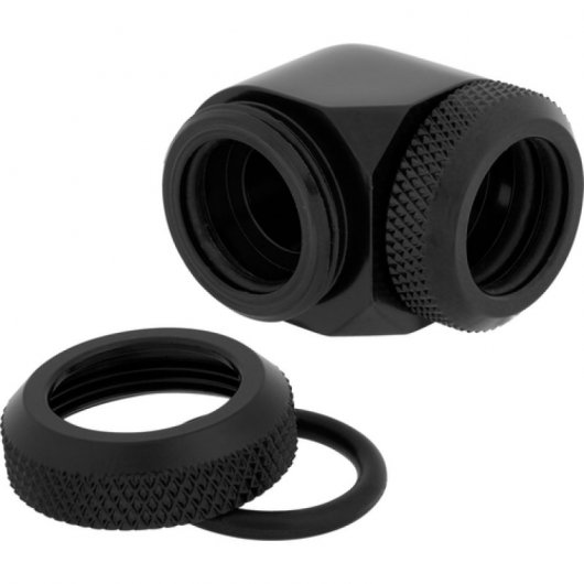 Corsair Racro 14 mm de 90° Hydro X Series XF Rígido Pack de 2 Unidades Preto