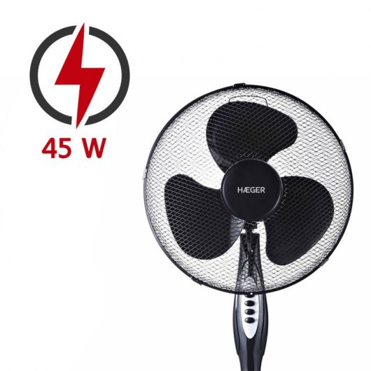 Haeger Round Wind Ventilador de Pie 45W Negro