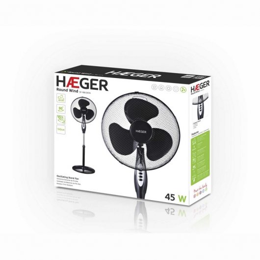 Haeger Round Wind Ventilador de Pie 45W Negro