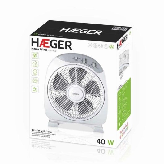 Ventoinha de Chão Haeger Home Wind 45W 30,5cm 3 Velocidades Temporizador Silenciosa
