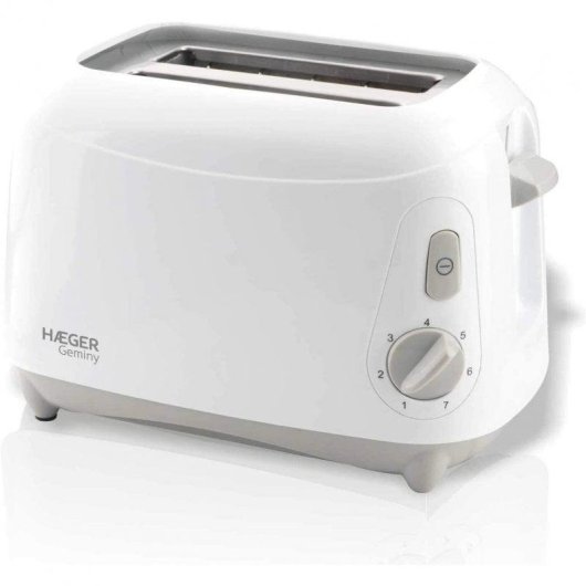 Grille-pain Haeger Geminy 2 Fentes Longues 900 W 7 Niveaux Blanc