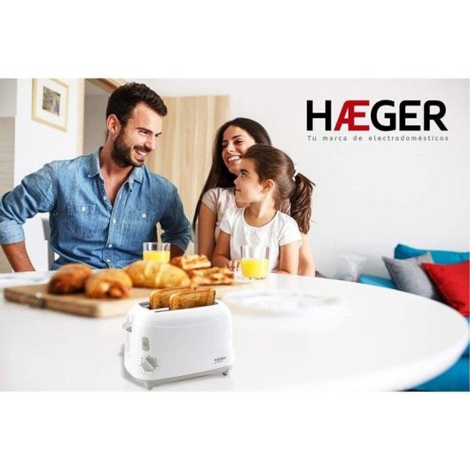 Grille-pain Haeger Geminy 2 Fentes Longues 900 W 7 Niveaux Blanc