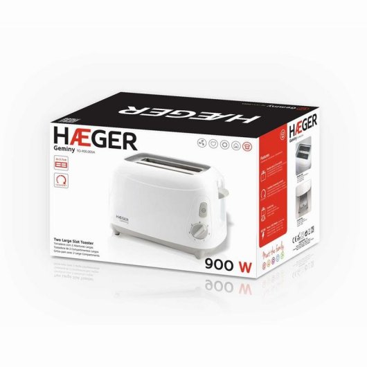 Grille-pain Haeger Geminy 2 Fentes Longues 900 W 7 Niveaux Blanc