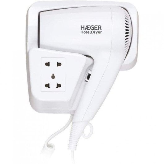 Secador de Cabelo de Hotel Haeger HD-120.006A 1200W 1 Temperatura 1 Velocidade Suporte de Parede Branco