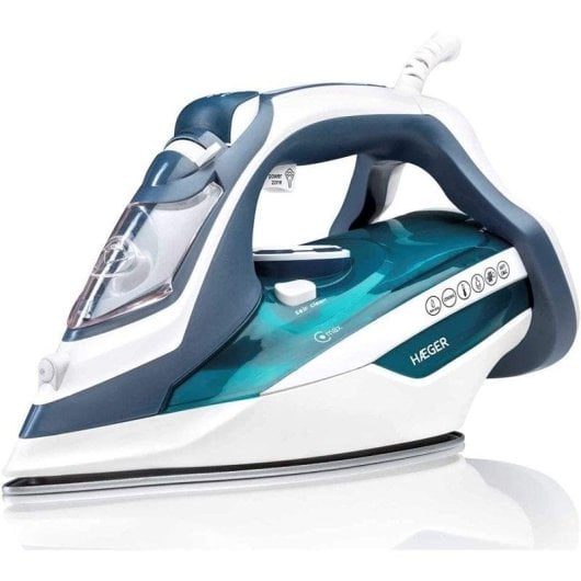 Fer à vapeur Haeger Ultra Steam 2800W semelle céramique bleu blanc 80g