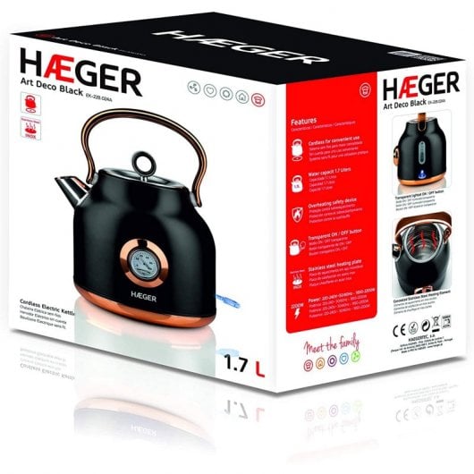 Bollitore Haeger Art Deco nero 1,7 l 2200 W