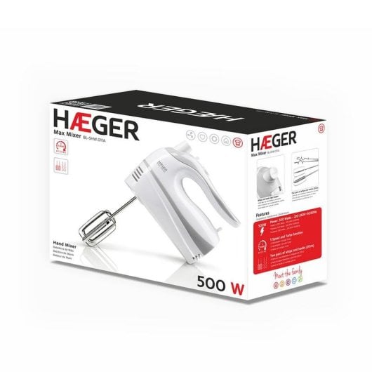 Batteur Haeger Max Mixer 500W 5 vitesses Turbo blanc