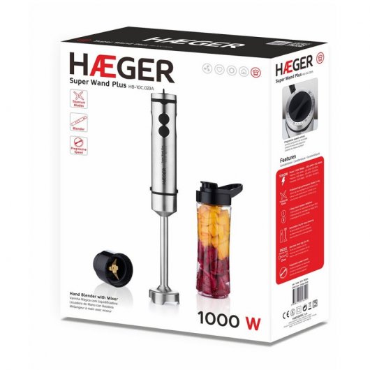 Haeger Super Wand Plus Batidora de Mano con Licuadora 1000W