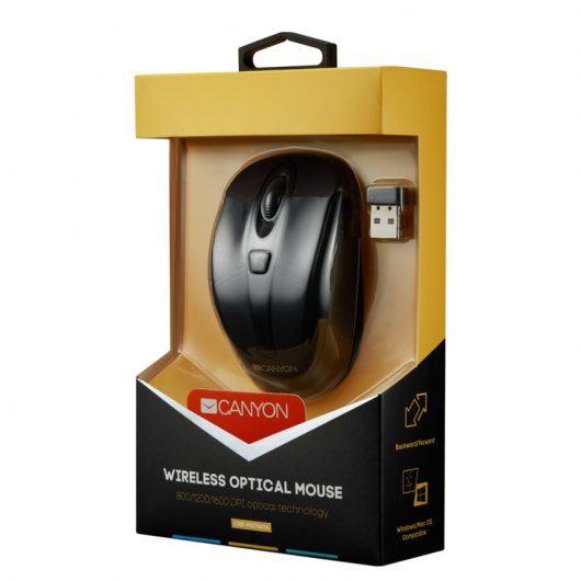 Canyon CNR-MSOW06B Ratón Inalámbrico 1600 DPI Negro
