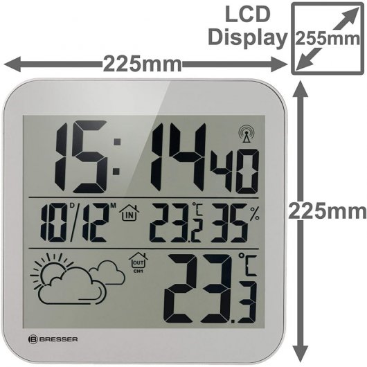Bresser MyTime LCD Estación Meteorológica Plateada