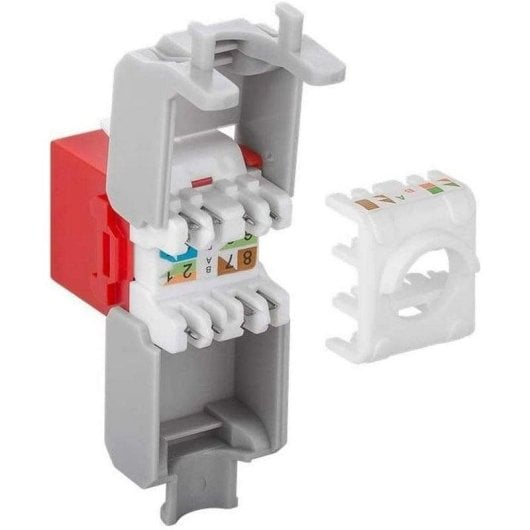 Conector Keystone Goobay RJ45 Cat 6A UTP TIA 568A/B Vermelho