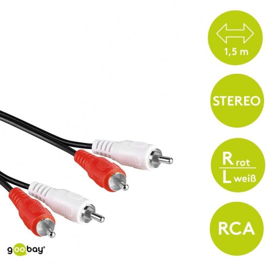 Goobay Audiokabel 2xRCA Stecker/Stecker 1,5m Schwarz