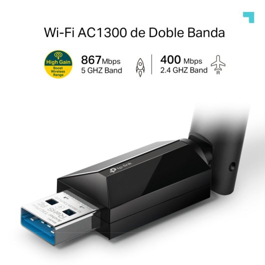 TP-Link Archer T3U Plus Adaptador USB WiFi Dual Band AC1300 Alto Ganho