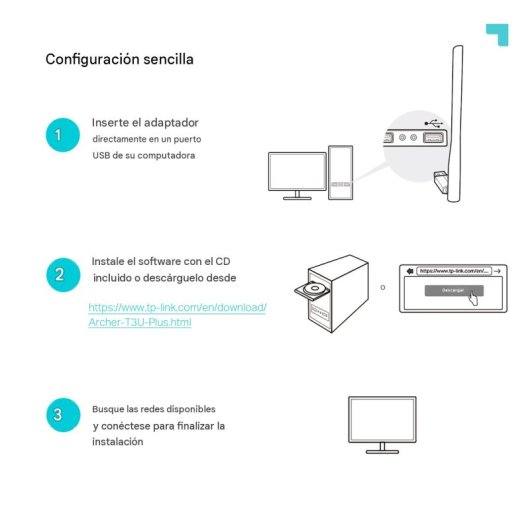 TP-Link Archer T3U Plus Adaptador USB WiFi Dual Band AC1300 Alto Ganho