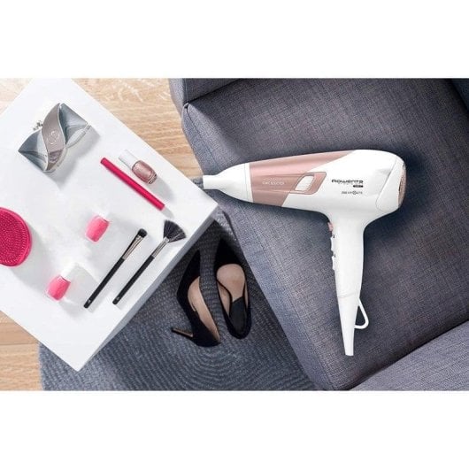 Ionen Föhn Rowenta Studio Dry Glow CV5830F0 2300W 3 Temperaturstufen 2 Geschwindigkeiten Diffusor Weiß Rosa