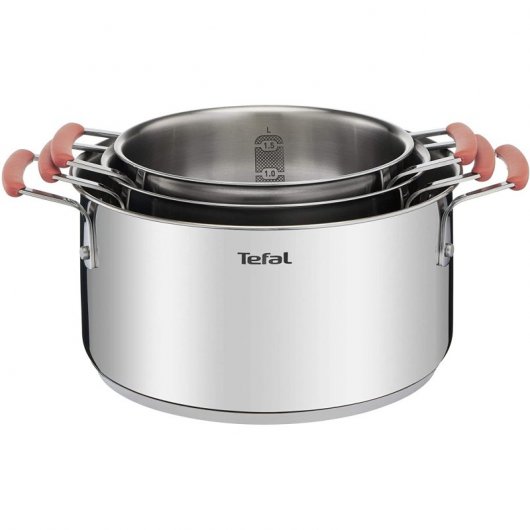 Tefal G720S604 Set Optispace 4 Piezas Sartenes 24cm/28cm + Cacerolas 18/20 cm + Tapas
