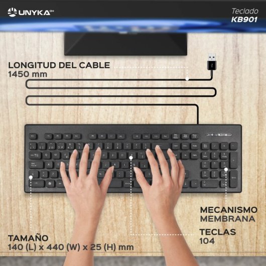 UNYKAch KB 901 Teclado USB Negro