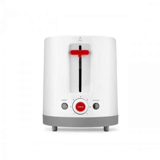 Broodrooster Ufesa TT7375 2 lange brede sleuven 1400 W 7 bruiningsstanden Ontdooifunctie Grijs rood wit