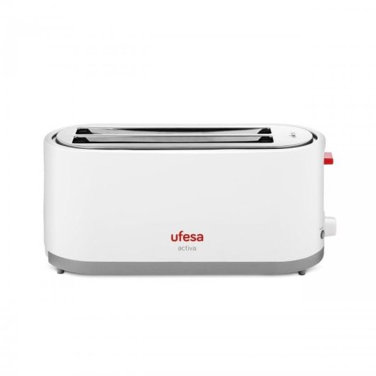Broodrooster Ufesa TT7375 2 lange brede sleuven 1400 W 7 bruiningsstanden Ontdooifunctie Grijs rood wit