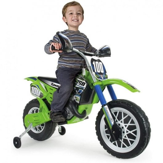 Injusa Moto Eléctrica Motocross Kawasaki con Licencia 6V Verde