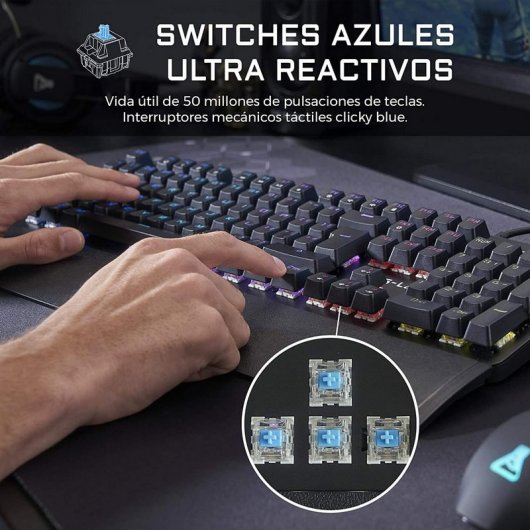 The G-Lab Keyz Carbon E Teclado Mecánico Gaming Retroiluminado Switch Azul